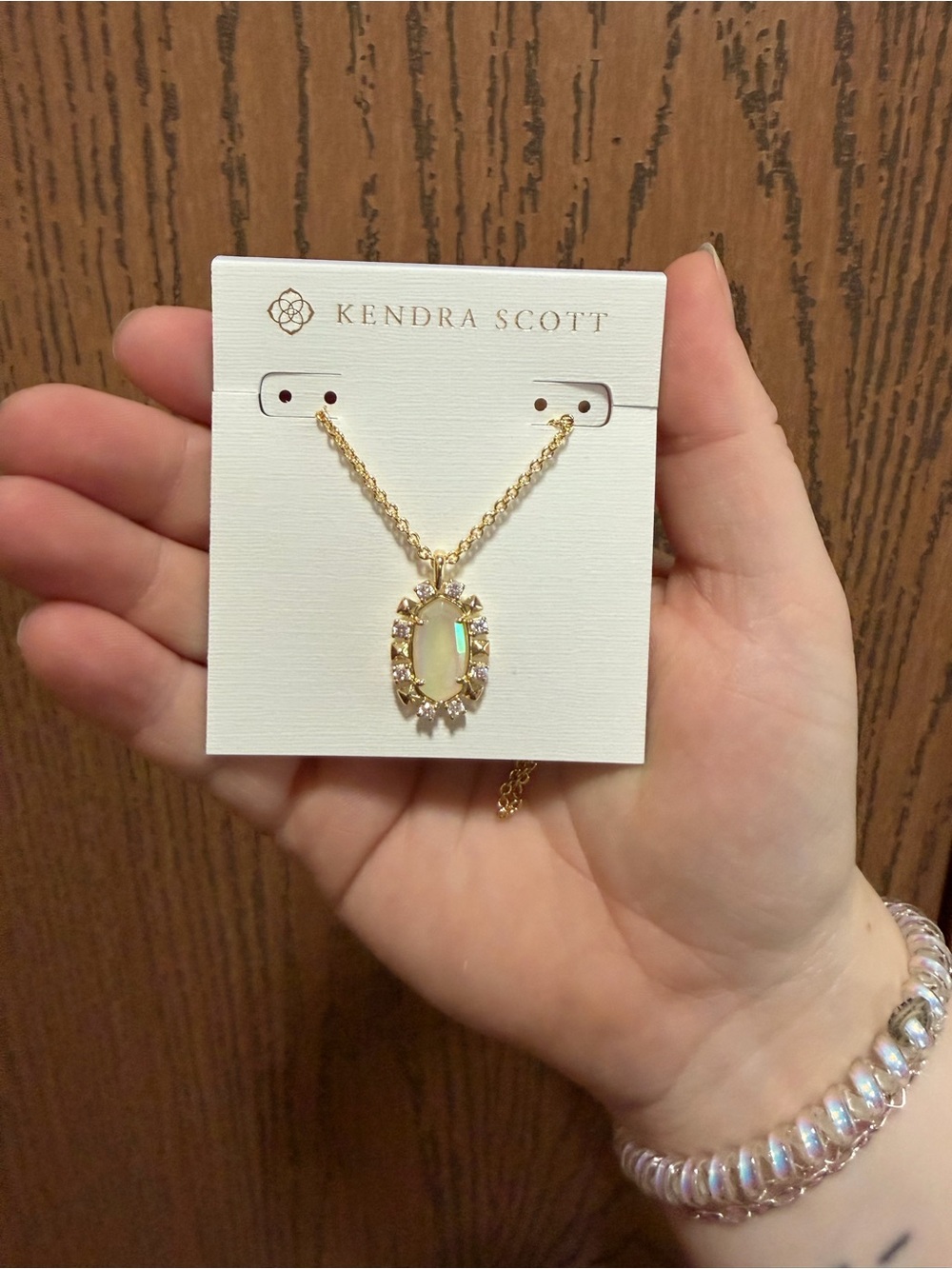 Kendra Scott Gold Iridescent Rock Crystal Necklace NEW